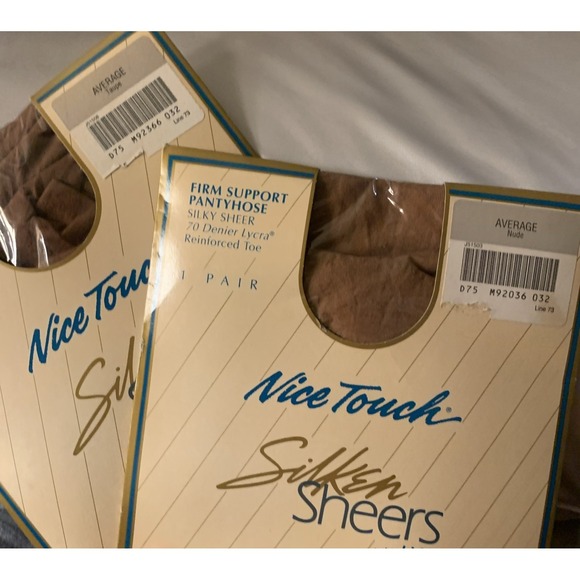 Sears Accessories - Lot Of 2 Vintage Nice Touch Silken Sheers 70 Denier Lycra Average Nude & Taupe
